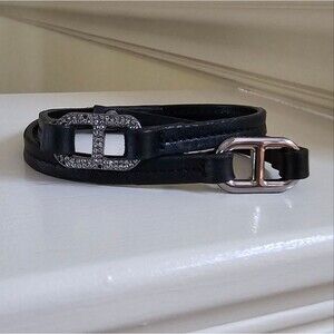 Tory Burch Leather Double Strap Black bracelet
